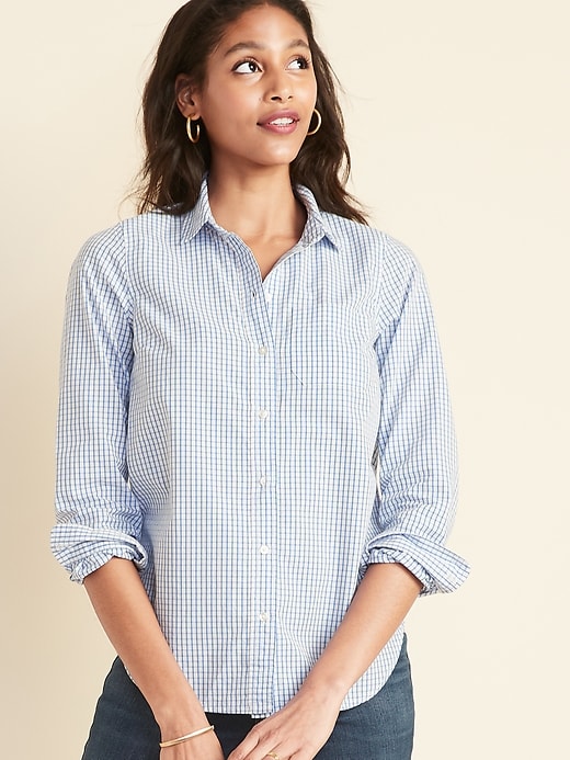 Image number 1 showing, Relaxed Printed Classic Shirt for Women