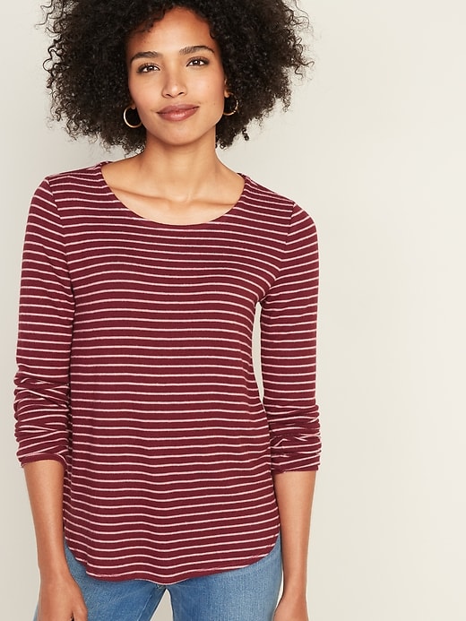View large product image 1 of 1. Striped Plush-Knit Tee for Women