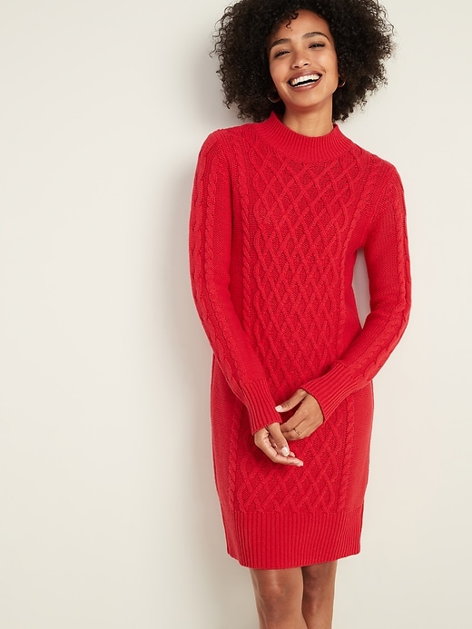 Image number 1 showing, Cable-Knit Sweater Dress for Women