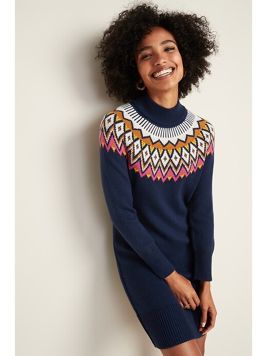 Mock-Neck Fair Isle Sweater Dress for Women | Old Navy