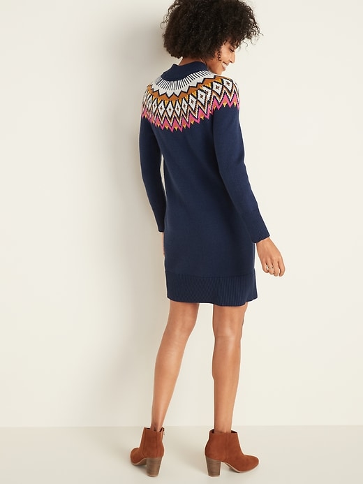 Image number 2 showing, Mock-Neck Fair Isle Sweater Dress for Women