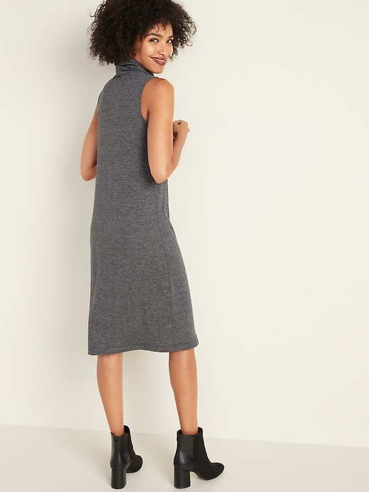 Image number 2 showing, Sleeveless Turtleneck Jersey Shift Dress for Women