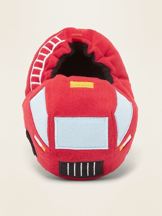 View large product image 2 of 4. Plush Fire Truck Slippers for Toddler Boys