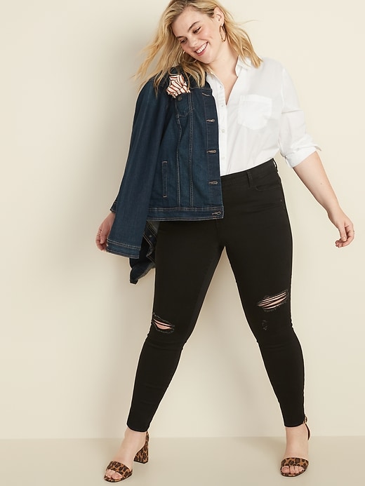 Image number 3 showing, High-Waisted Secret-Smooth Pockets Plus-Size Rockstar Super Skinny Jeans