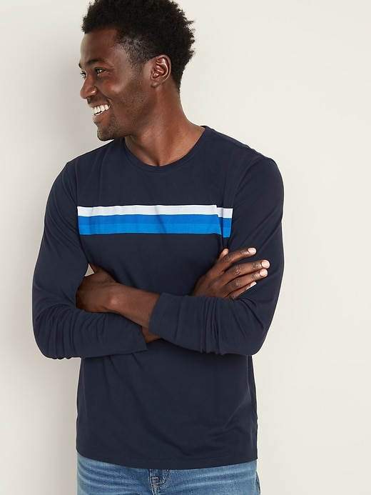Image number 1 showing, Soft-Washed Chest-Stripe Long-Sleeve Tee