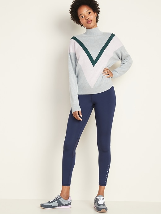 Image number 3 showing, Color-Blocked Chevron Turtleneck Sweater for Women