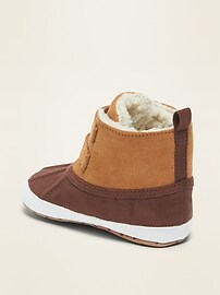 View large product image 3 of 4. Faux-Suede Sherpa-Lined Boots for Baby