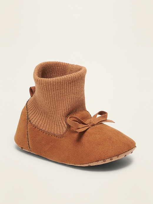 View large product image 1 of 4. Faux-Suede Sock Booties for Baby