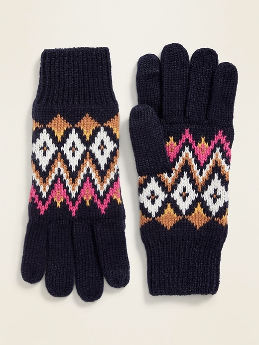 View large product image 1 of 1. Fair Isle Sweater-Knit Gloves for Women