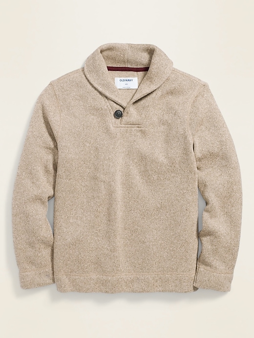 Fleece-Knit Shawl-Collar Pullover for Boys