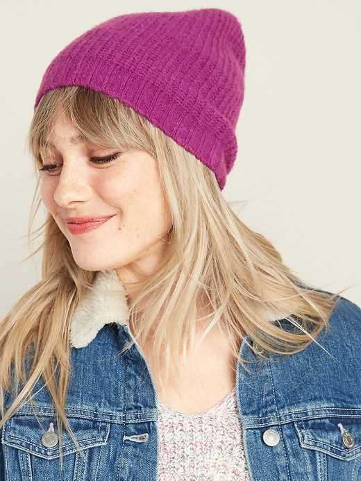 View large product image 1 of 2. Soft-Brushed Shaker-Stitch Beanie for Women
