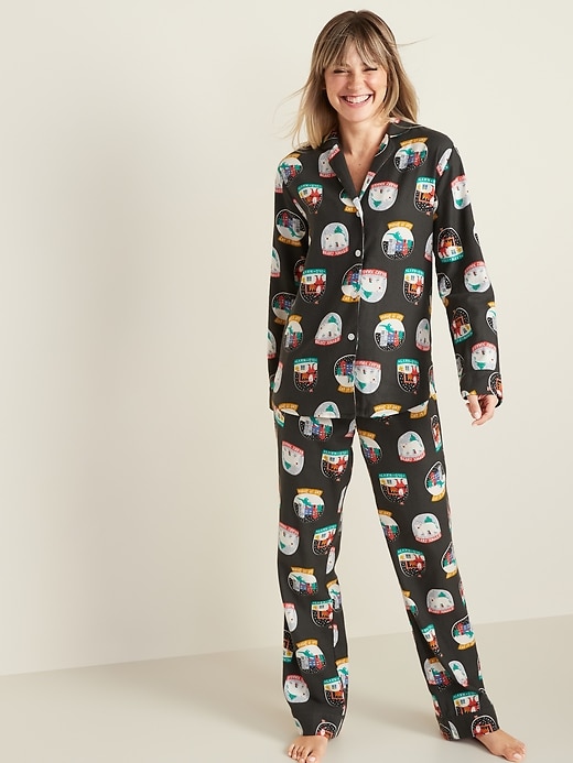View large product image 1 of 3. Patterned Flannel Pajama Set for Women