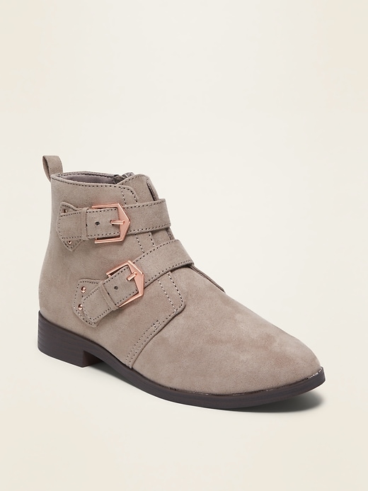 View large product image 1 of 3. Faux-Suede Double-Buckle Booties for Girl