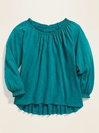 View large product image 3 of 3. Smocked-Ruffle Slub-Knit Top for Girls