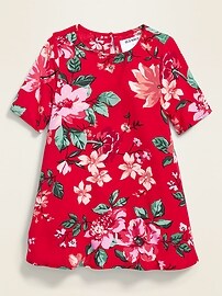 View large product image 3 of 3. Printed Elbow-Sleeve Swing Dress for Toddler Girls