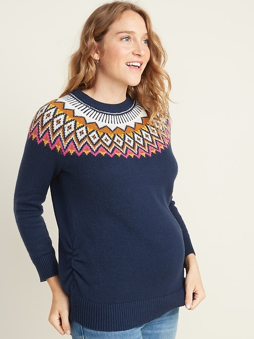 Image number 1 showing, Maternity Fair Isle Pullover Sweater