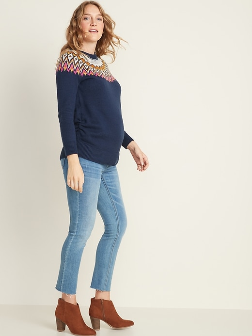 Image number 3 showing, Maternity Fair Isle Pullover Sweater