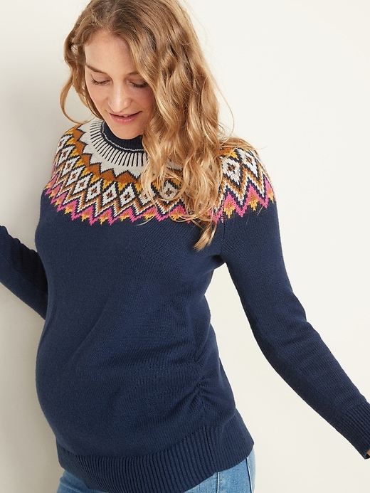 Image number 4 showing, Maternity Fair Isle Pullover Sweater