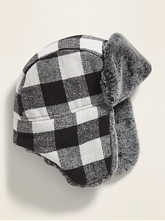 Flannel Faux-Fur Lined Trapper Hat for Boys