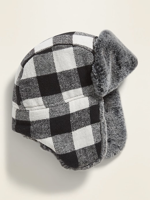 View large product image 1 of 1. Flannel Faux-Fur Lined Trapper Hat for Boys