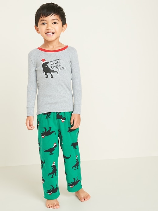 View large product image 1 of 2. Christmas T-Rex Pajama Set for Toddler Boys & Baby