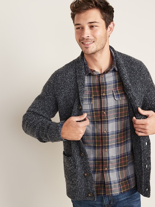 Image number 1 showing, Thick-Textured Shawl-Collar Cardigan