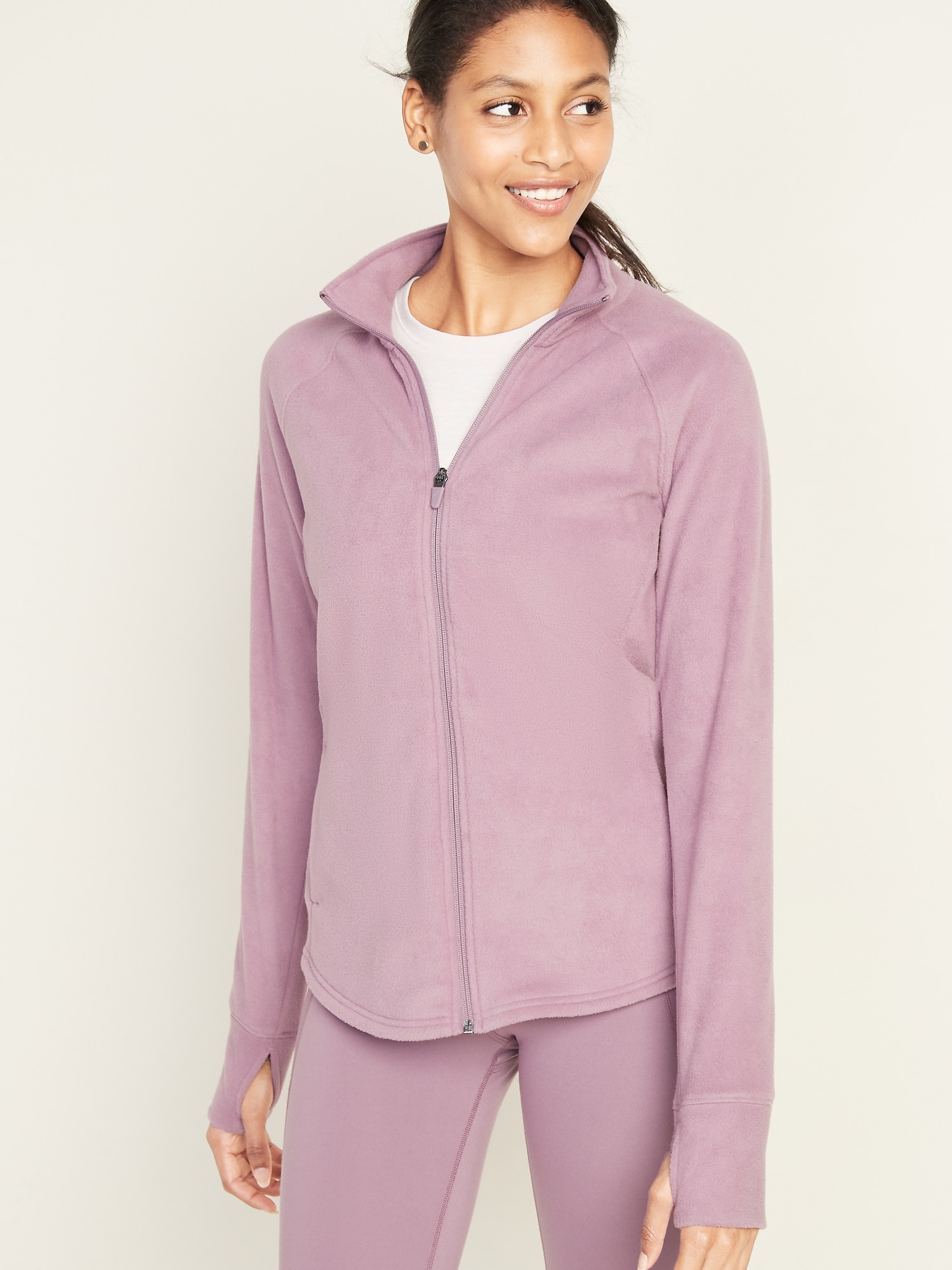 Women/'s Plush Fleece Jacket Warm Light Weight Zip Pockets Pink Medium M Only