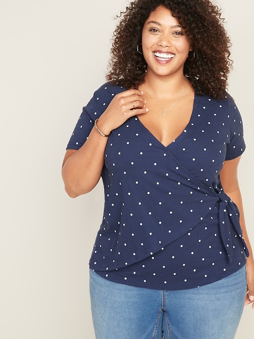 Image number 1 showing, Wrap-Front Plus-Size Side-Tie Top