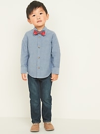 View large product image 3 of 5. Chambray Oxford Shirt & Plaid Bow-Tie Set for Toddler Boys