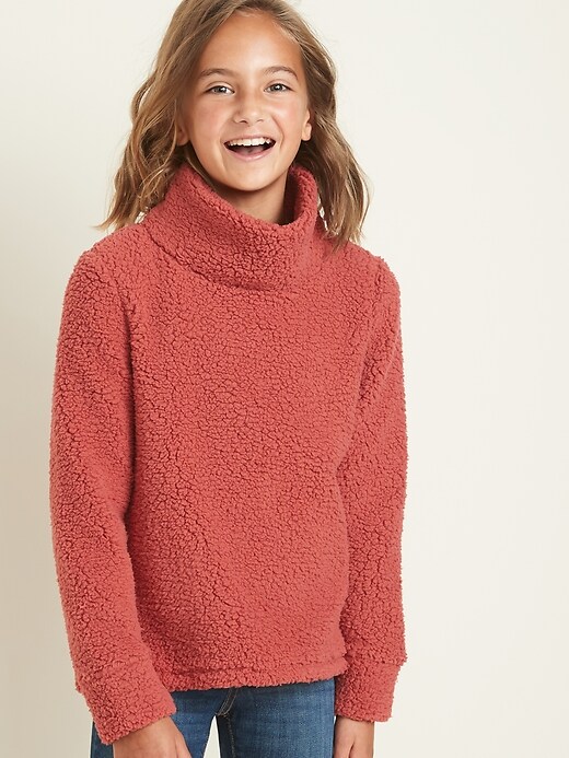 View large product image 1 of 1. Go-Warm Sherpa Cowl-Neck Top for Girls