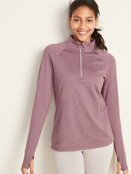 Image number 1 showing, 1/4-Zip Lightweight Fleece Pullover for Women