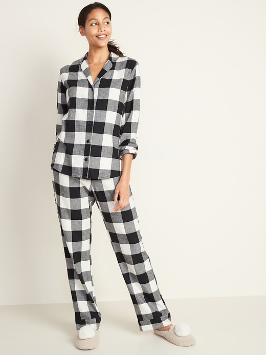 View large product image 1 of 2. Patterned Flannel Pajama Set for Women