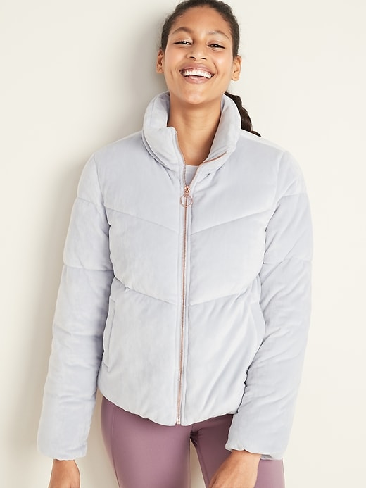 Image number 1 showing, Quilted Velour Zip Jacket for Women