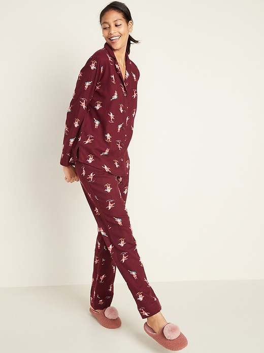 View large product image 1 of 3. Patterned Flannel Pajama Set for Women