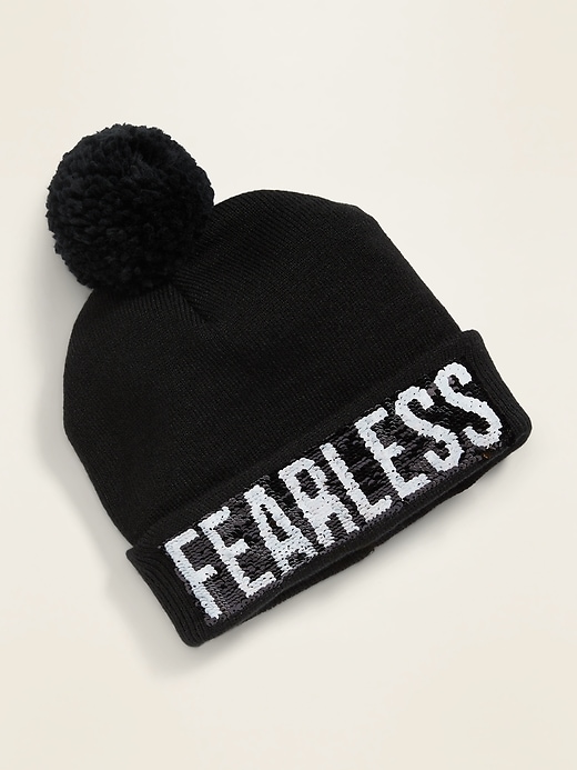 View large product image 2 of 2. "Fearless" Flip-Sequin Beanie for Boys