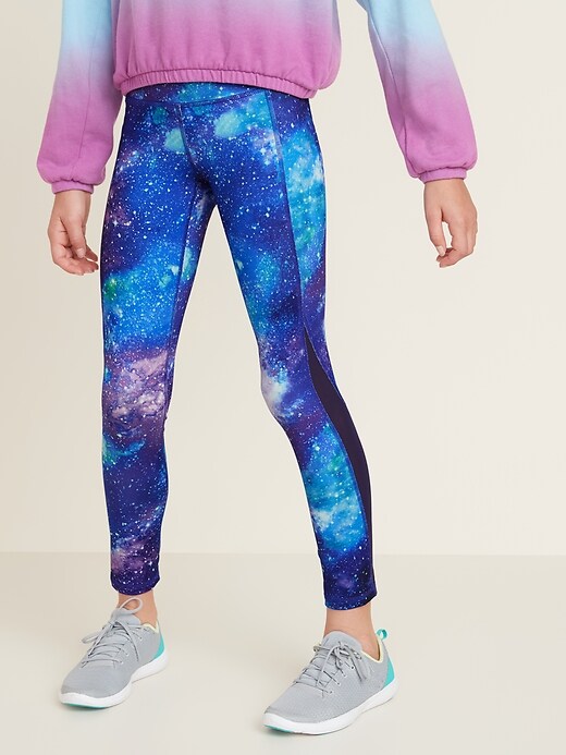 View large product image 1 of 4. Printed Elevate Go-Dry Mesh-Trim Leggings for Girls