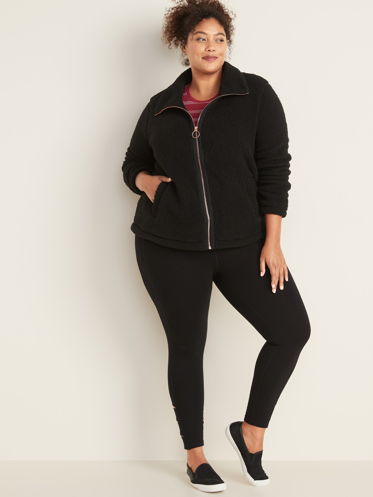 Plus size 2024 sherpa zip up