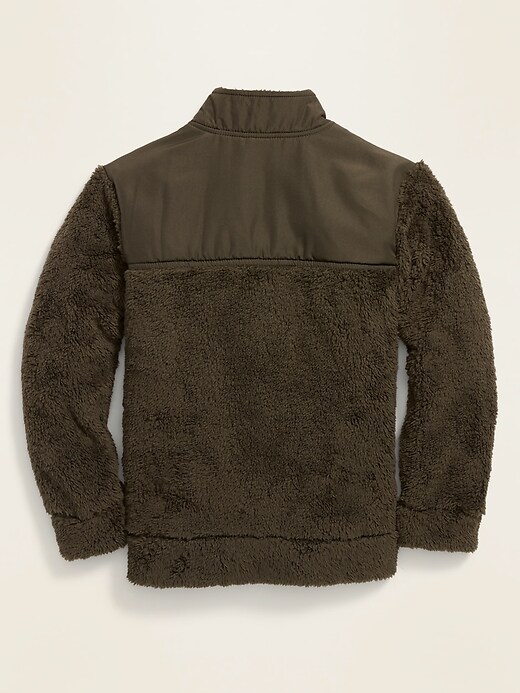 View large product image 2 of 2. Faux-Fur Woven-Yoke Zip Jacket For Boys