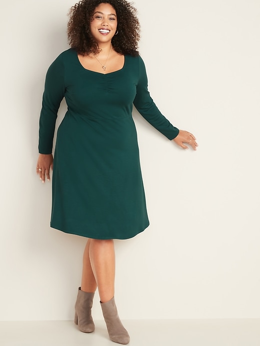 Image number 1 showing, Fit & Flare Plus-Size Ponte-Knit Dress