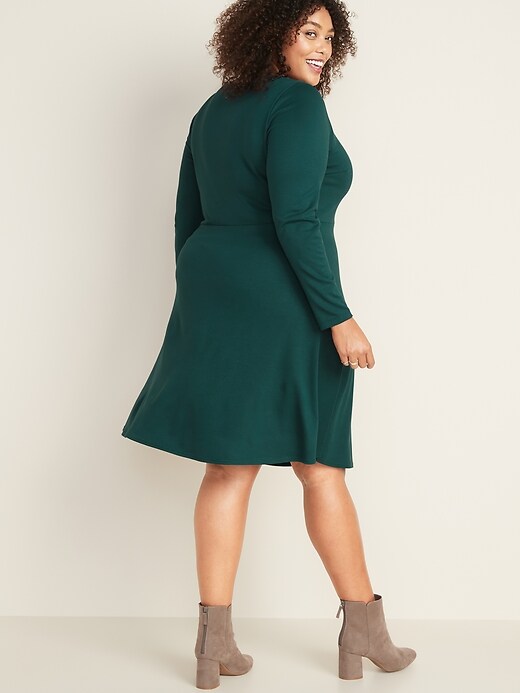 Image number 2 showing, Fit & Flare Plus-Size Ponte-Knit Dress