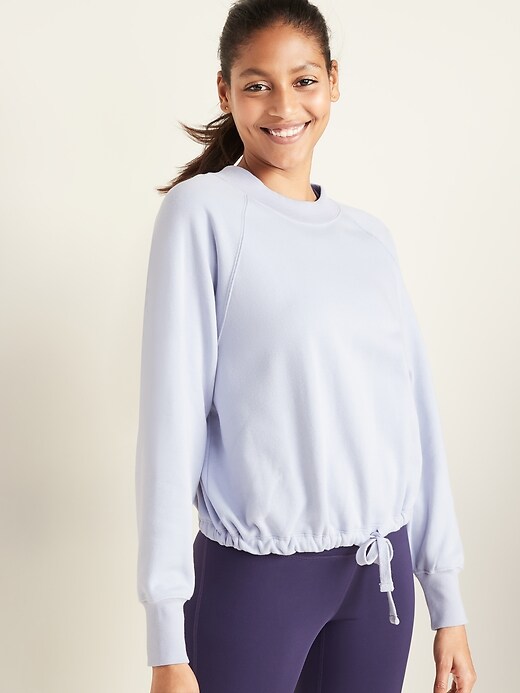 View large product image 1 of 1. Loose Dolman-Sleeve Drawstring-Hem Sweatshirt for Women
