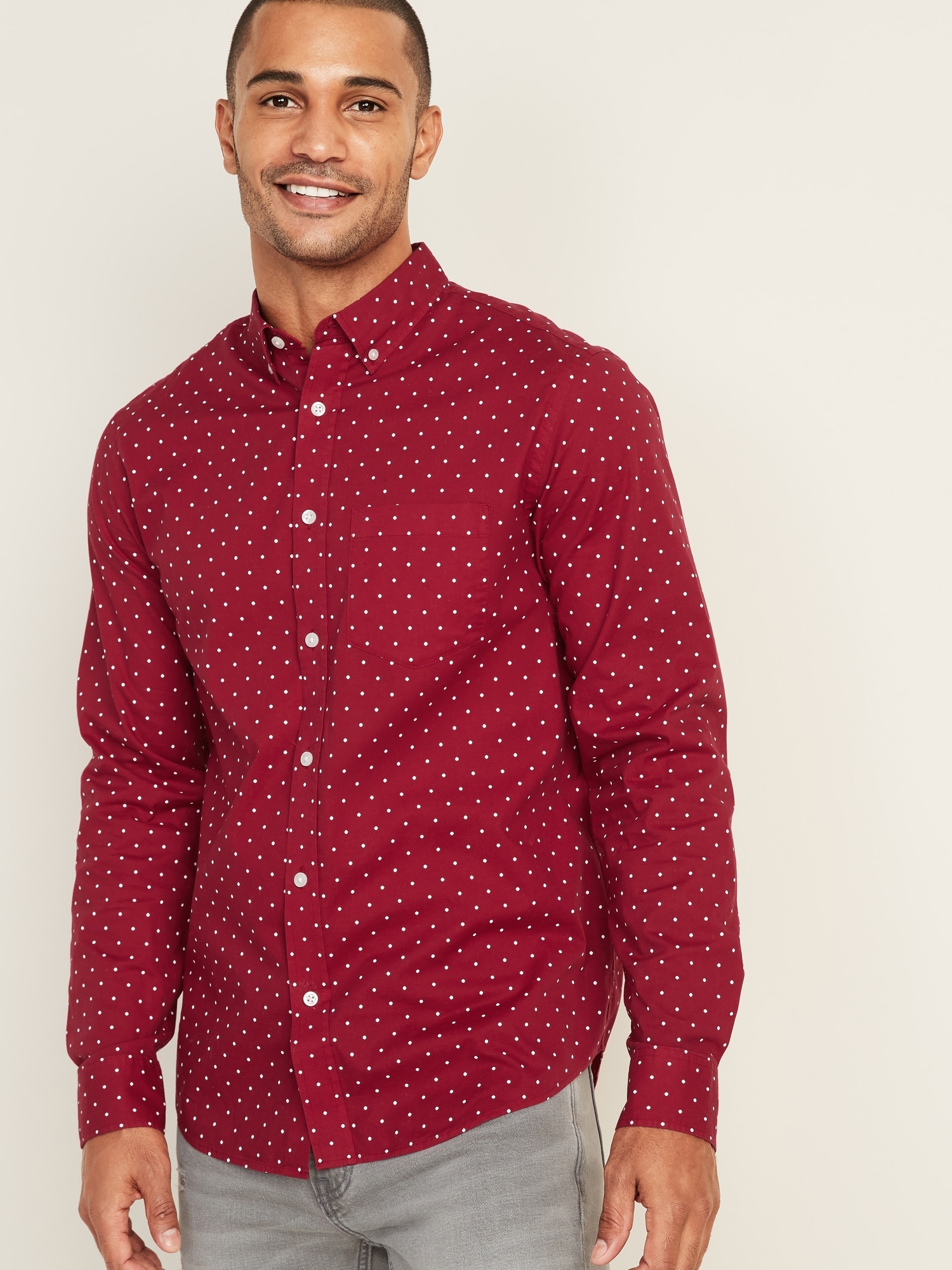 Printed Dot Navy Dress Shirt