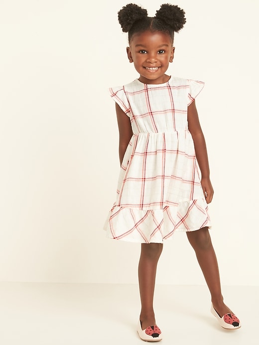View large product image 1 of 3. Fit & Flare Metallic-Weave Plaid Dress for Toddler Girls