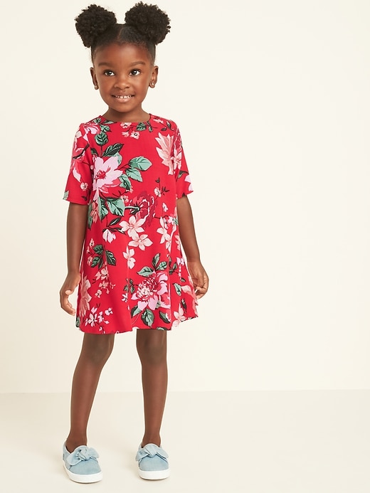 View large product image 1 of 3. Printed Elbow-Sleeve Swing Dress for Toddler Girls