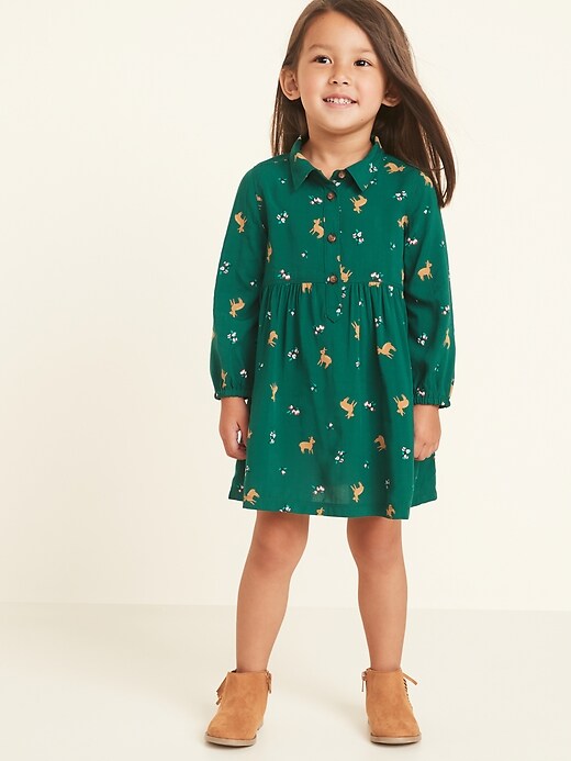 View large product image 1 of 1. Printed Popover Shirt Dress for Toddler Girls