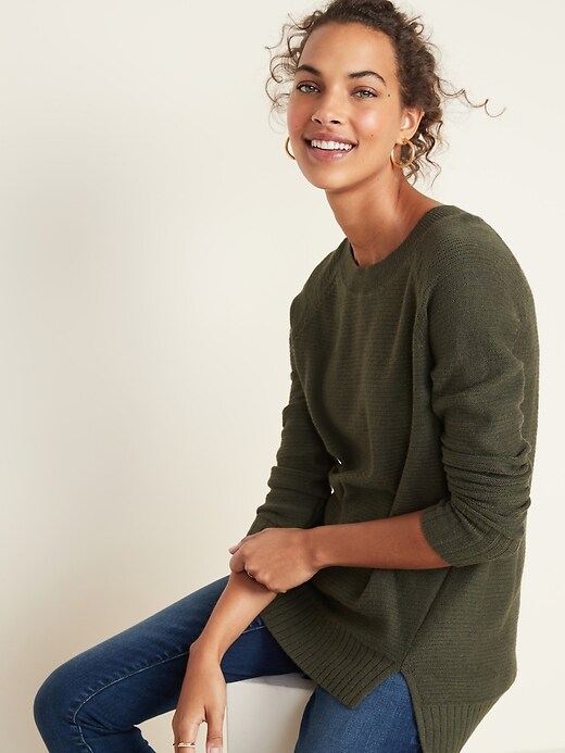 Image number 4 showing, Textured-Stitch Boat-Neck Tunic Sweater for Women