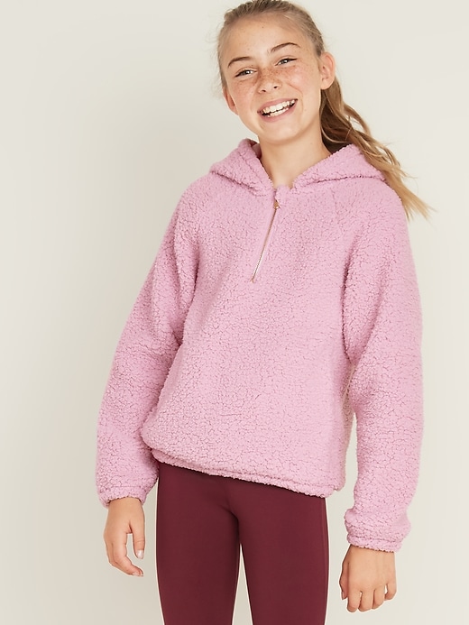 View large product image 1 of 2. 1/4-Zip Sherpa Hoodie for Girls