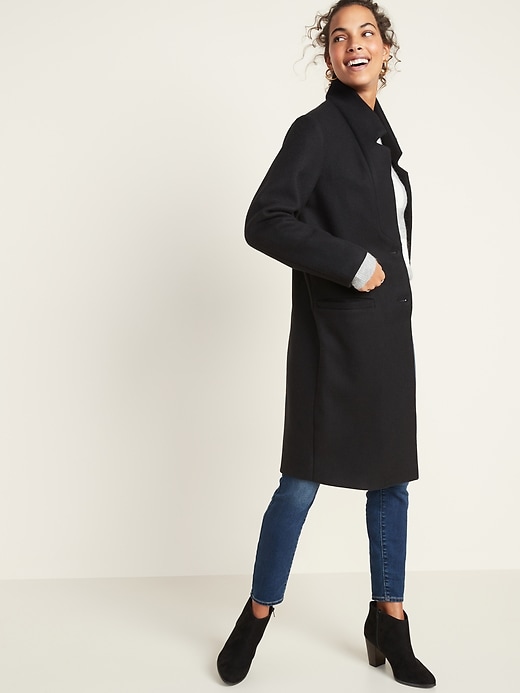 Image number 3 showing, Relaxed Soft-Brushed Long-Line Coat for Women