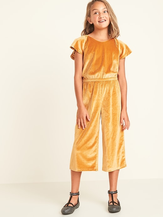 View large product image 1 of 1. Velvet Wide-Leg Jumpsuit for Girls