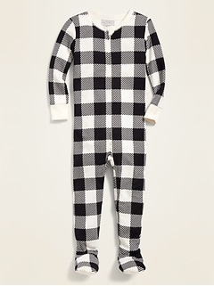 Buffalo-Plaid Footie Pajama One-Piece for Baby